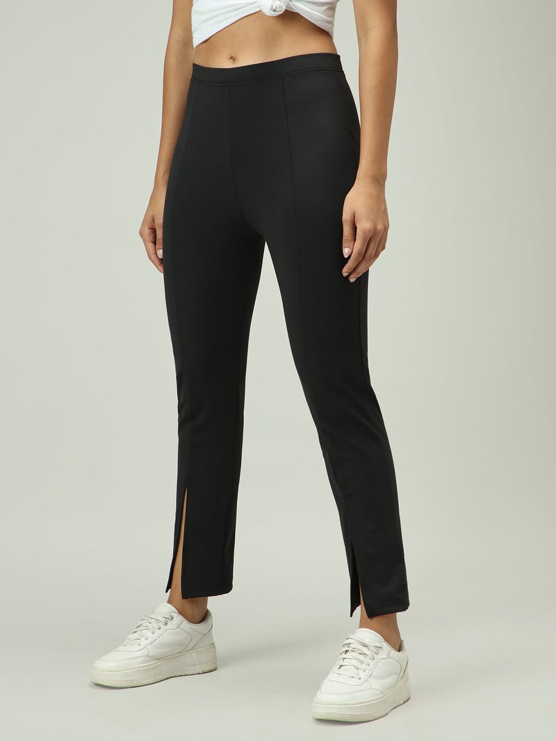 OUTZIDR Black Front Slit Leggings - Image 5